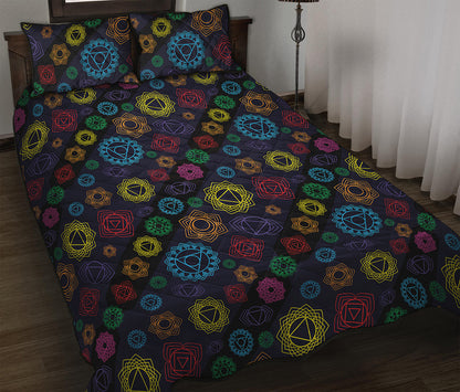 Colorful Seven Chakras Pattern Print Quilt Bed Set