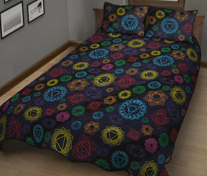 Colorful Seven Chakras Pattern Print Quilt Bed Set