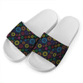 Colorful Seven Chakras Pattern Print White Slide Sandals