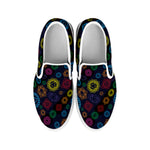 Colorful Seven Chakras Pattern Print White Slip On Shoes
