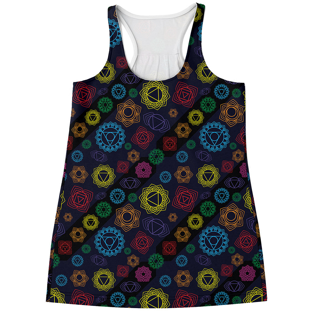 Colorful Seven Chakras Pattern Print Women's Racerback Tank Top