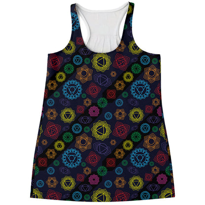 Colorful Seven Chakras Pattern Print Women's Racerback Tank Top