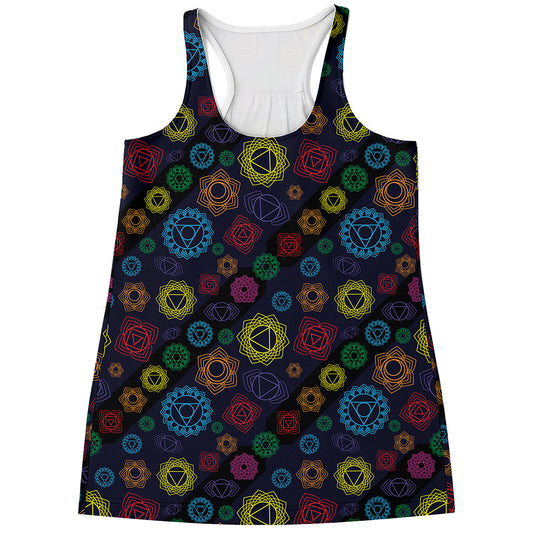 Colorful Seven Chakras Pattern Print Women's Racerback Tank Top