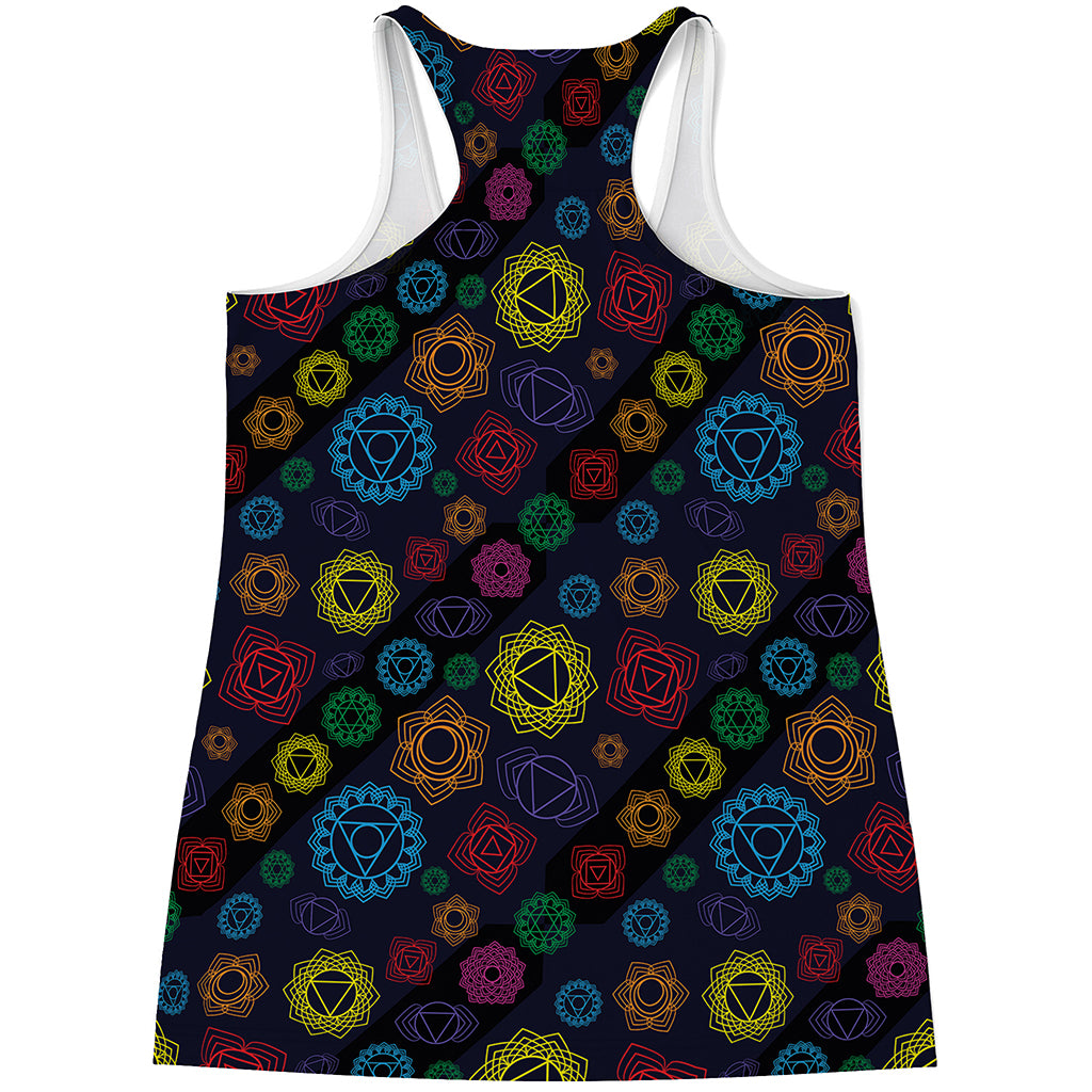 Colorful Seven Chakras Pattern Print Women's Racerback Tank Top
