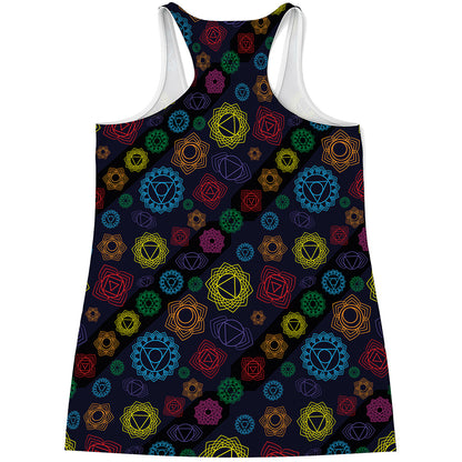 Colorful Seven Chakras Pattern Print Women's Racerback Tank Top