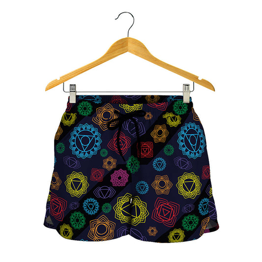 Colorful Seven Chakras Pattern Print Women's Shorts