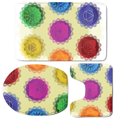 Colorful Seven Chakras Print 3 Piece Bath Mat Set