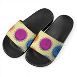 Colorful Seven Chakras Print Black Slide Sandals