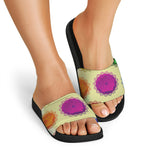 Colorful Seven Chakras Print Black Slide Sandals