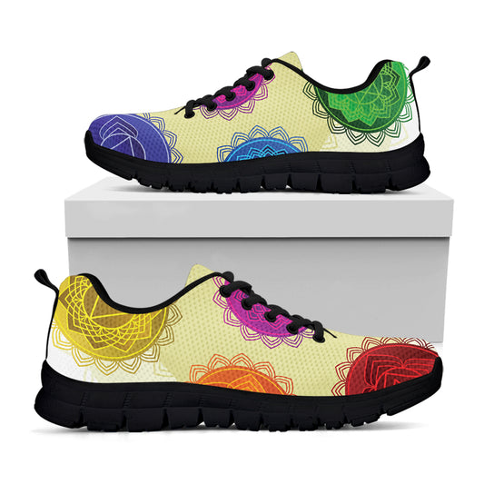 Colorful Seven Chakras Print Black Sneakers