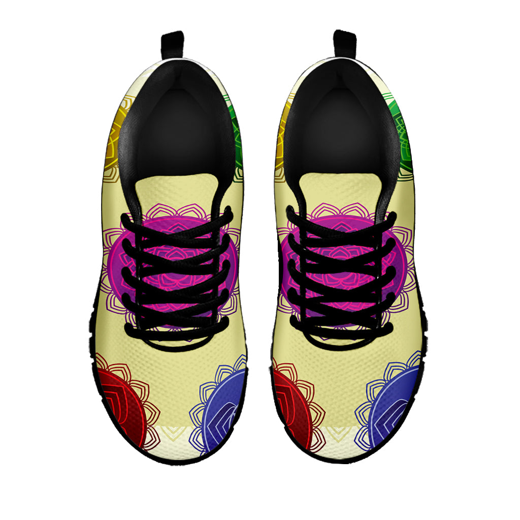 Colorful Seven Chakras Print Black Sneakers