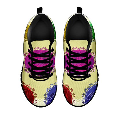 Colorful Seven Chakras Print Black Sneakers