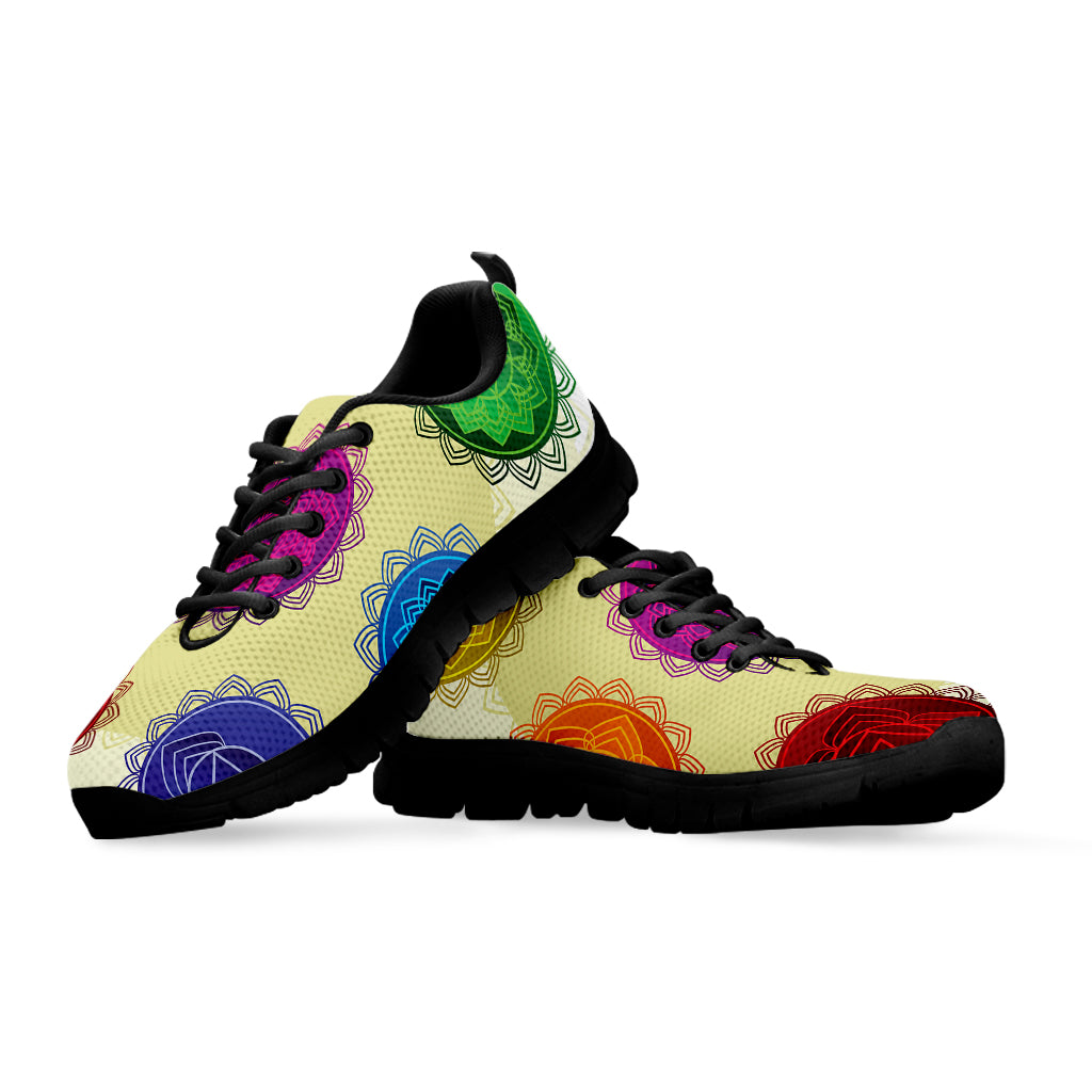 Colorful Seven Chakras Print Black Sneakers