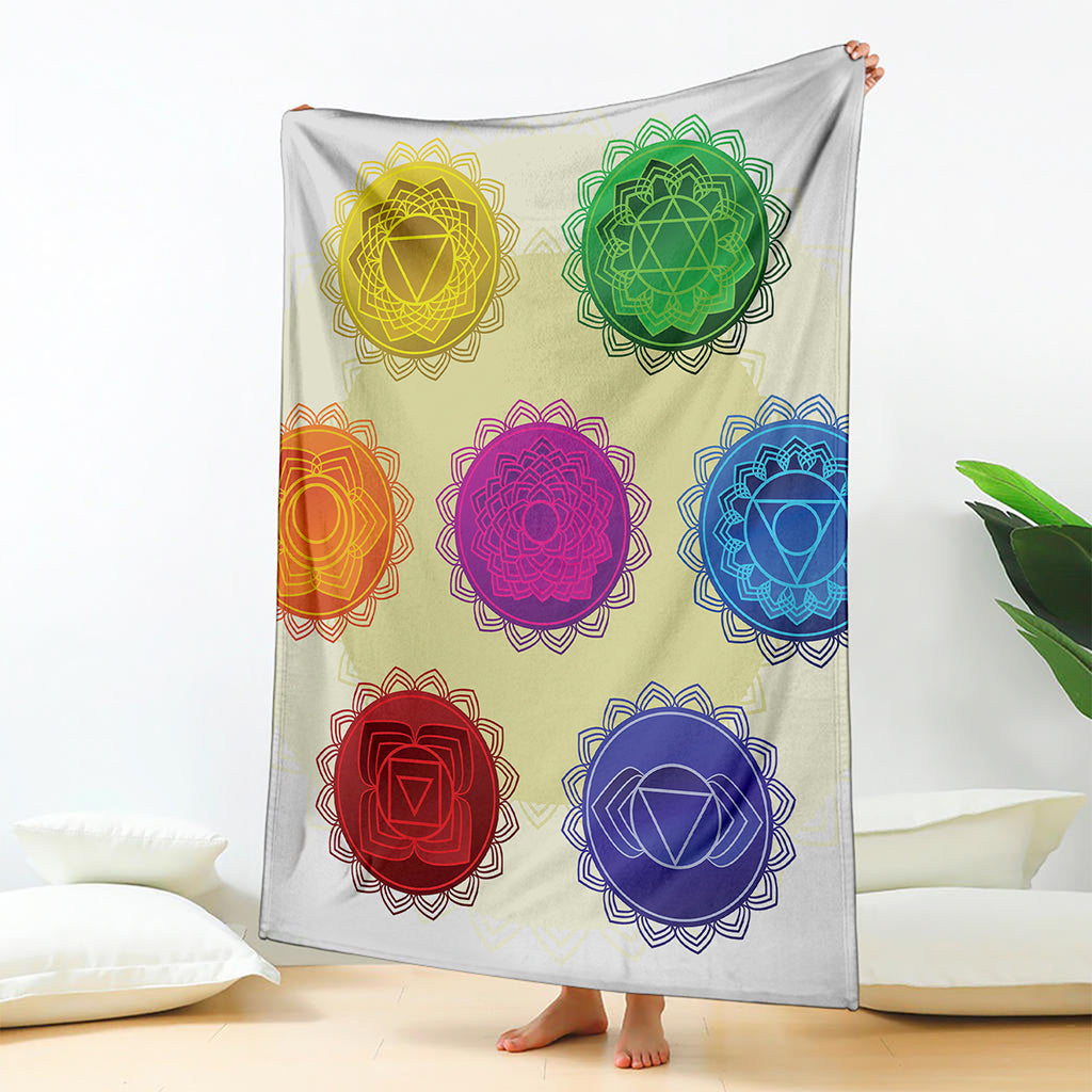 Colorful Seven Chakras Print Blanket