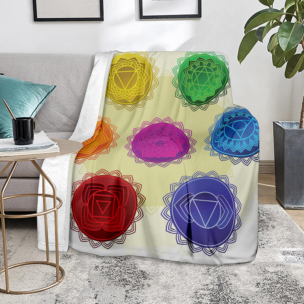 Colorful Seven Chakras Print Blanket