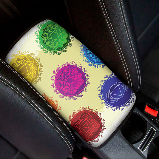 Colorful Seven Chakras Print Car Center Console Cover