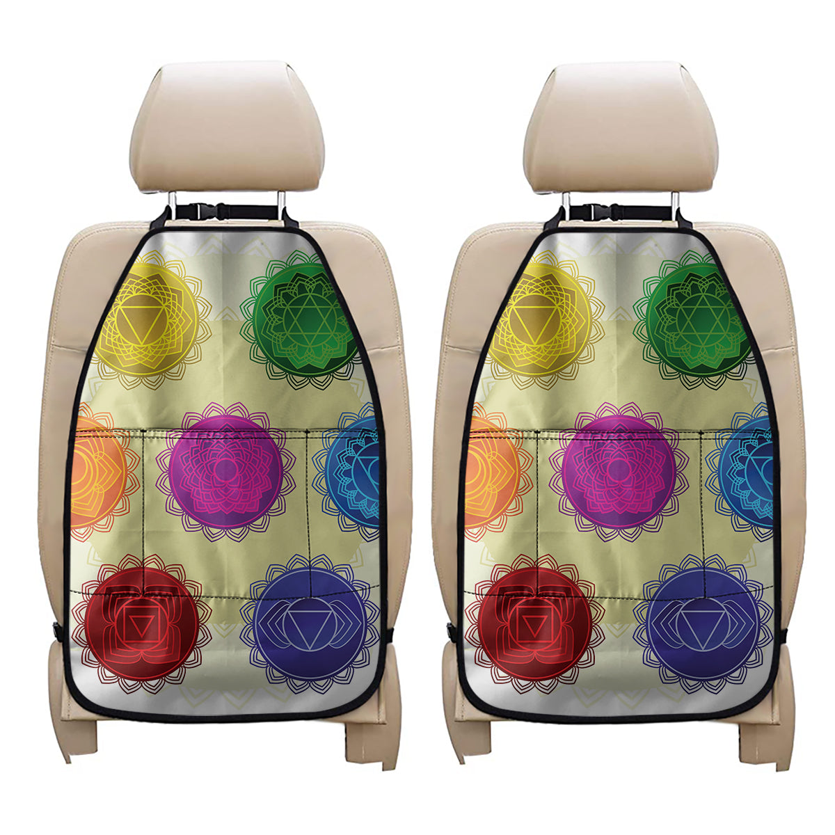 Colorful Seven Chakras Print Car Seat Organizers