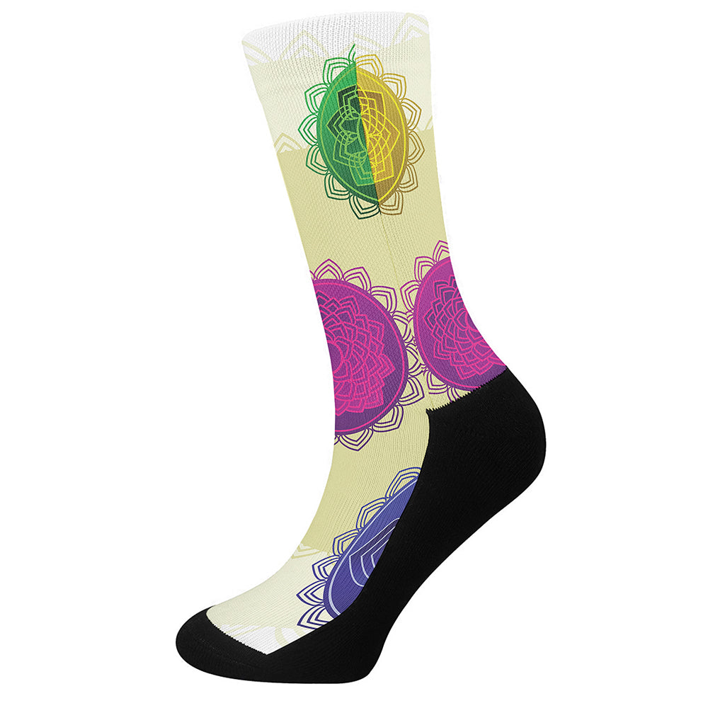 Colorful Seven Chakras Print Crew Socks