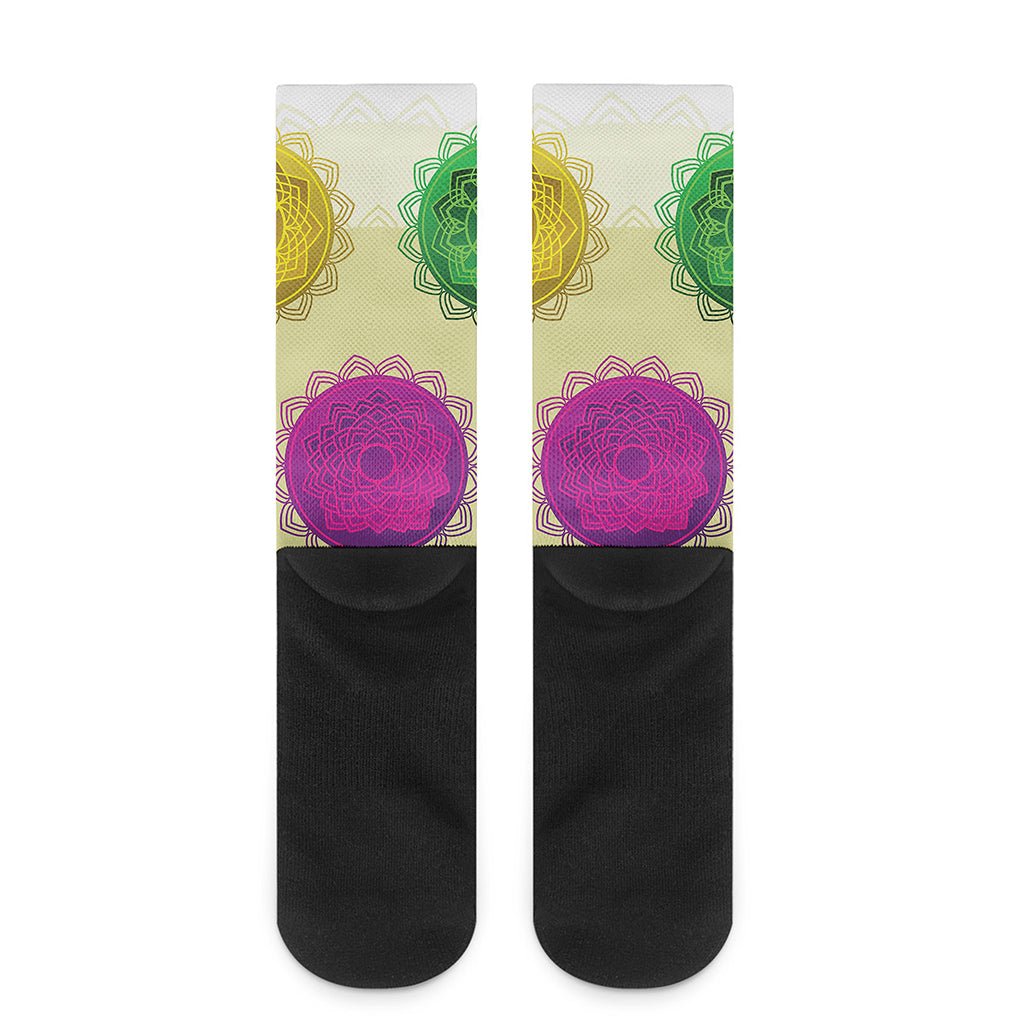 Colorful Seven Chakras Print Crew Socks