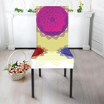 Colorful Seven Chakras Print Dining Chair Slipcover