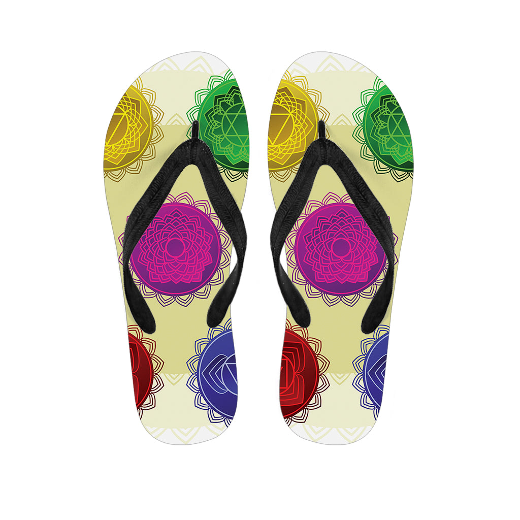 Colorful Seven Chakras Print Flip Flops