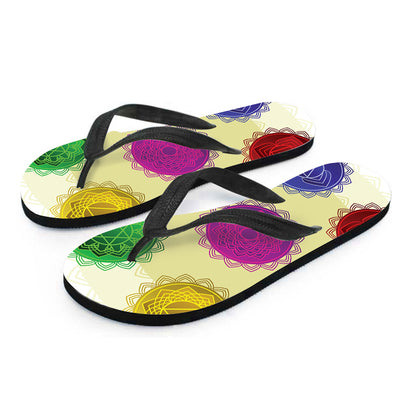 Colorful Seven Chakras Print Flip Flops