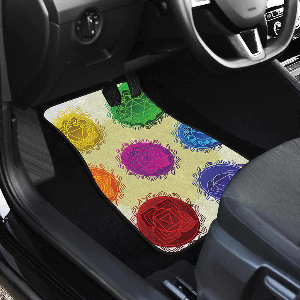 Colorful Seven Chakras Print Front and Back Car Floor Mats