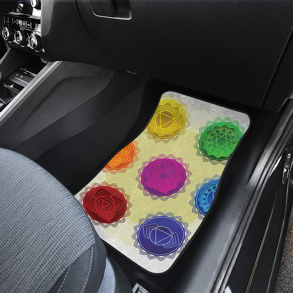 Colorful Seven Chakras Print Front and Back Car Floor Mats