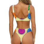 Colorful Seven Chakras Print Front Bow Tie Bikini