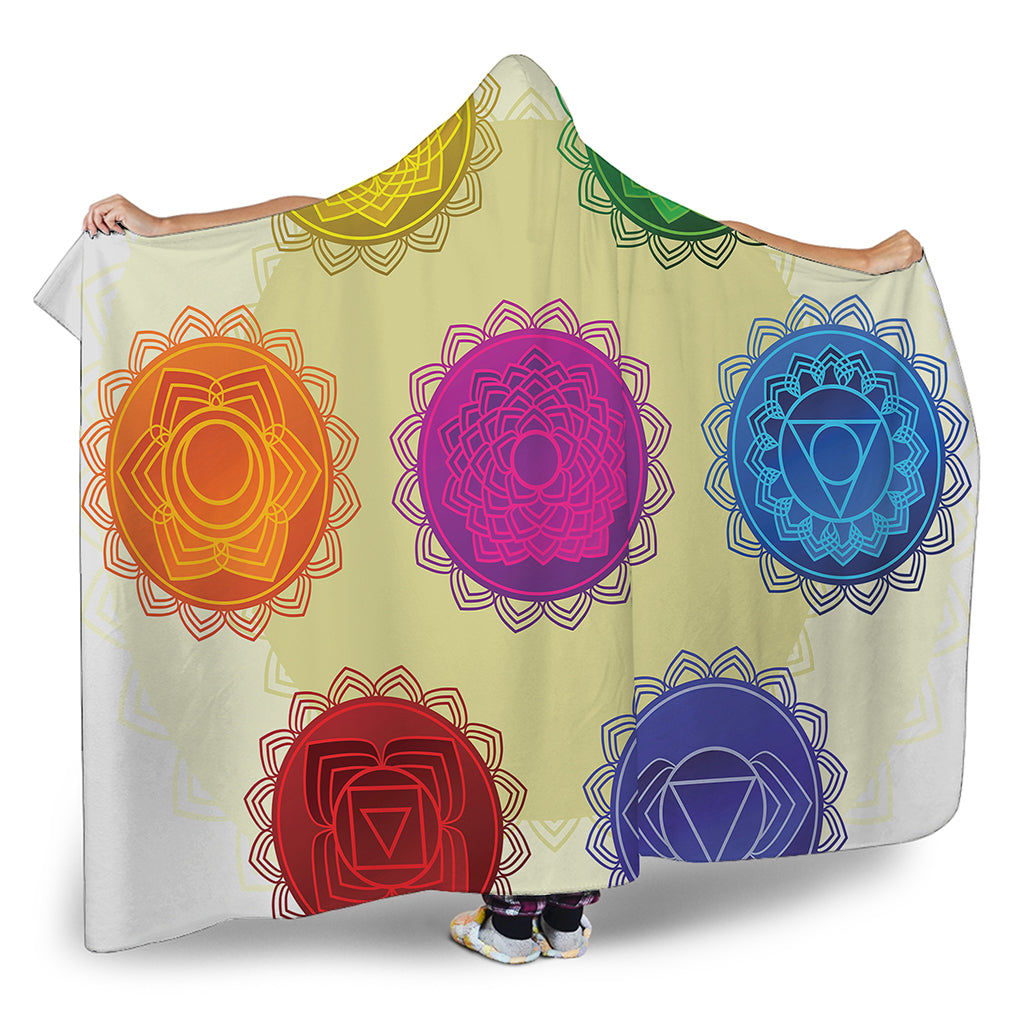 Colorful Seven Chakras Print Hooded Blanket
