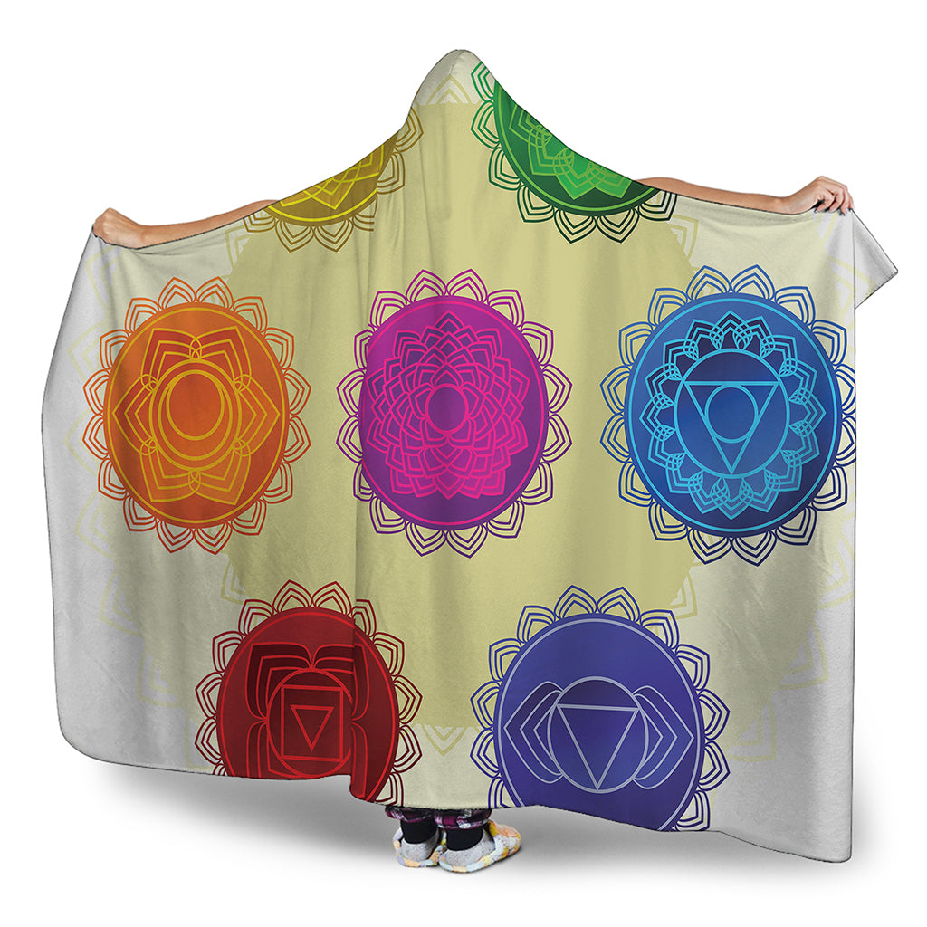 Colorful Seven Chakras Print Hooded Blanket