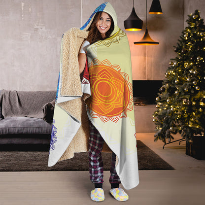 Colorful Seven Chakras Print Hooded Blanket