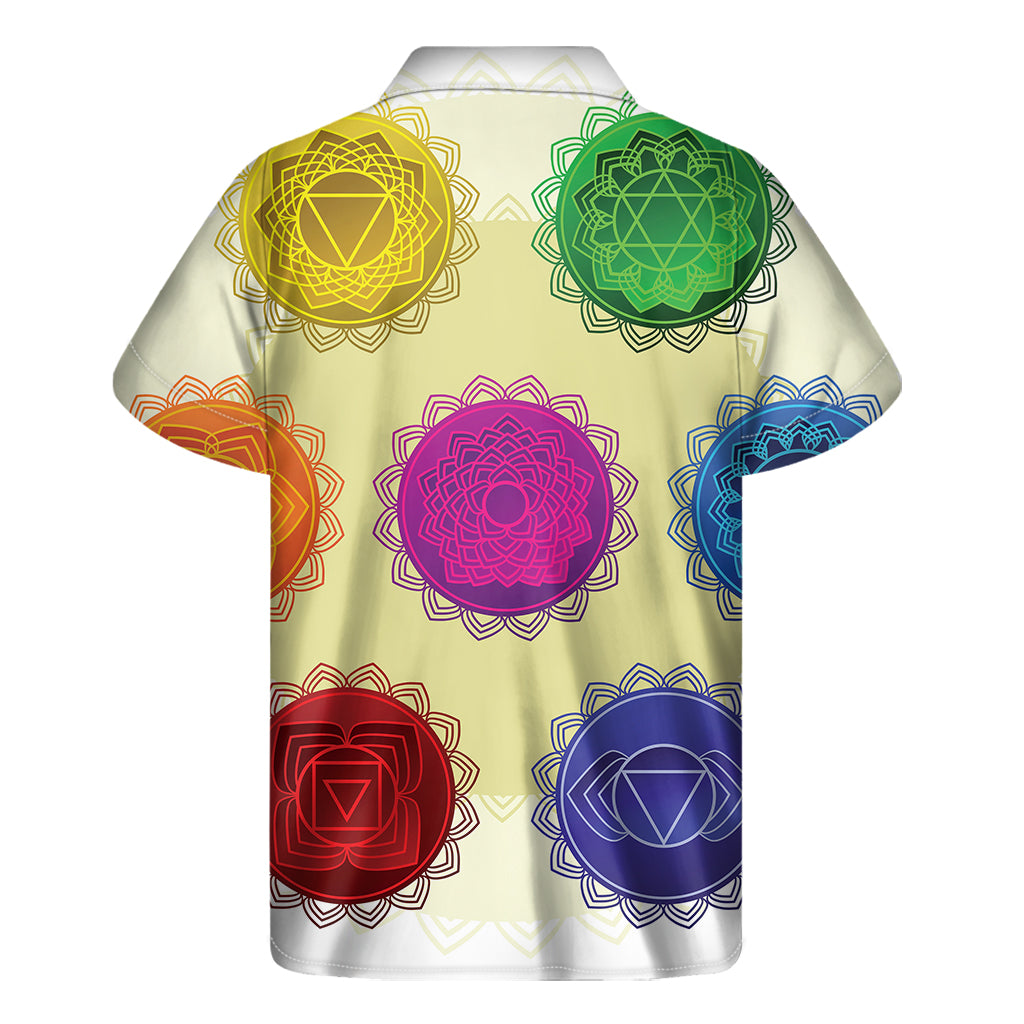 Colorful Seven Chakras Print Men's Short Sleeve Shirt