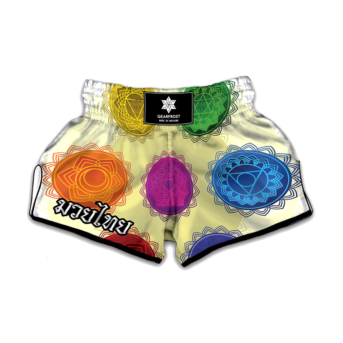 Colorful Seven Chakras Print Muay Thai Boxing Shorts