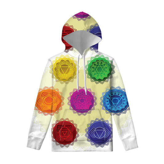 Colorful Seven Chakras Print Pullover Hoodie