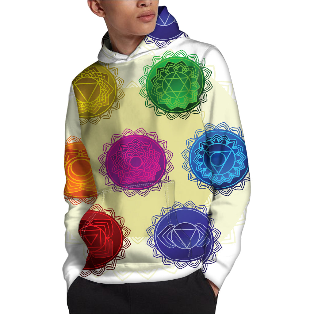 Colorful Seven Chakras Print Pullover Hoodie