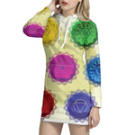 Colorful Seven Chakras Print Pullover Hoodie Dress