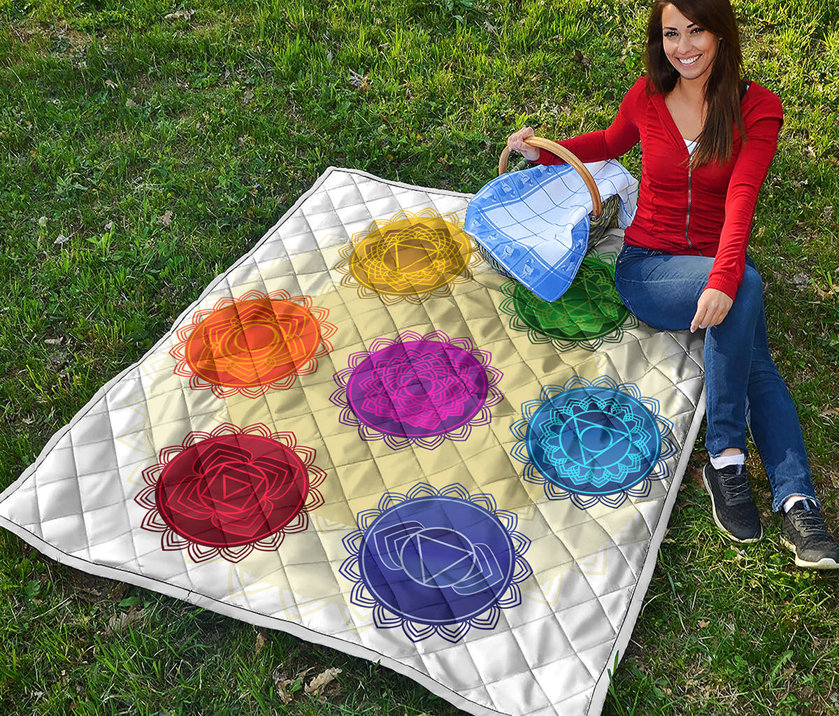 Colorful Seven Chakras Print Quilt