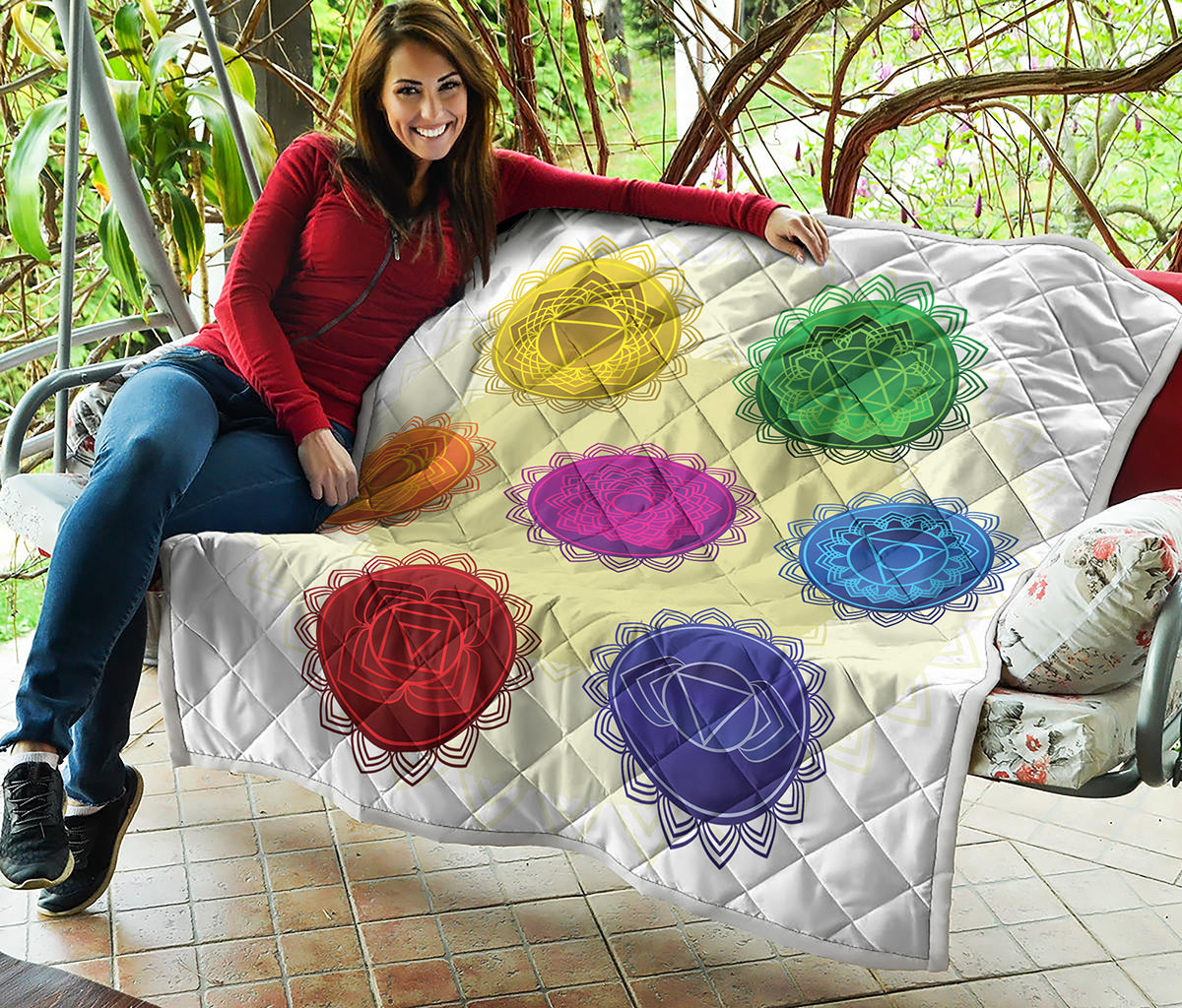 Colorful Seven Chakras Print Quilt