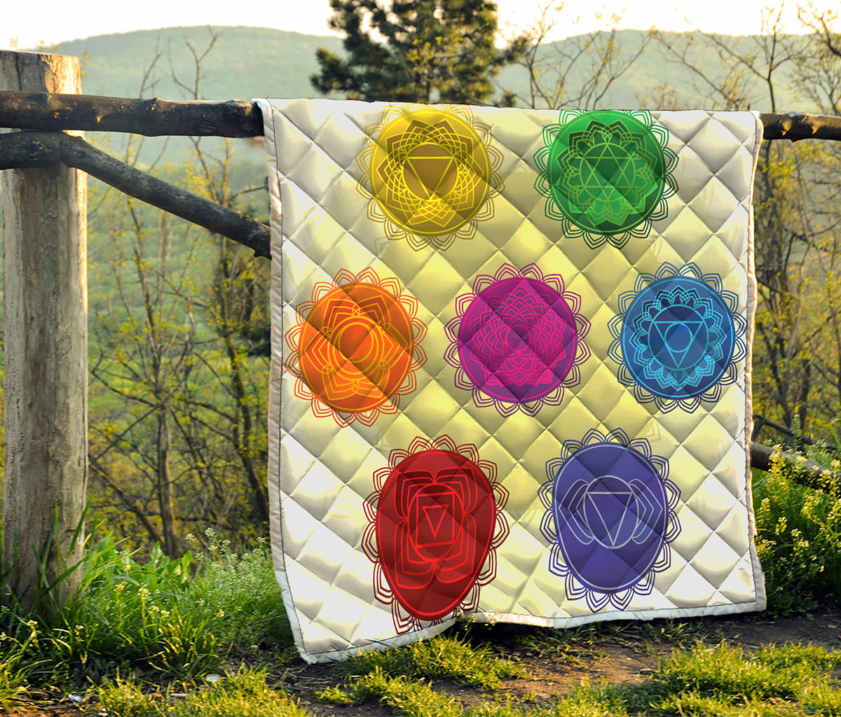 Colorful Seven Chakras Print Quilt