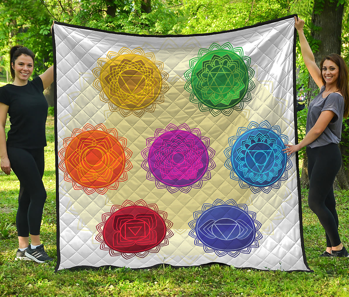 Colorful Seven Chakras Print Quilt