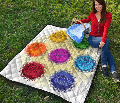 Colorful Seven Chakras Print Quilt