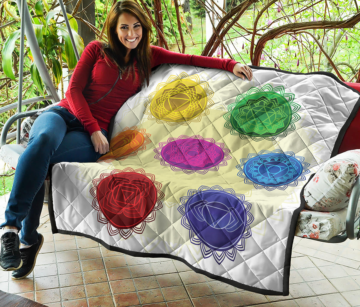 Colorful Seven Chakras Print Quilt