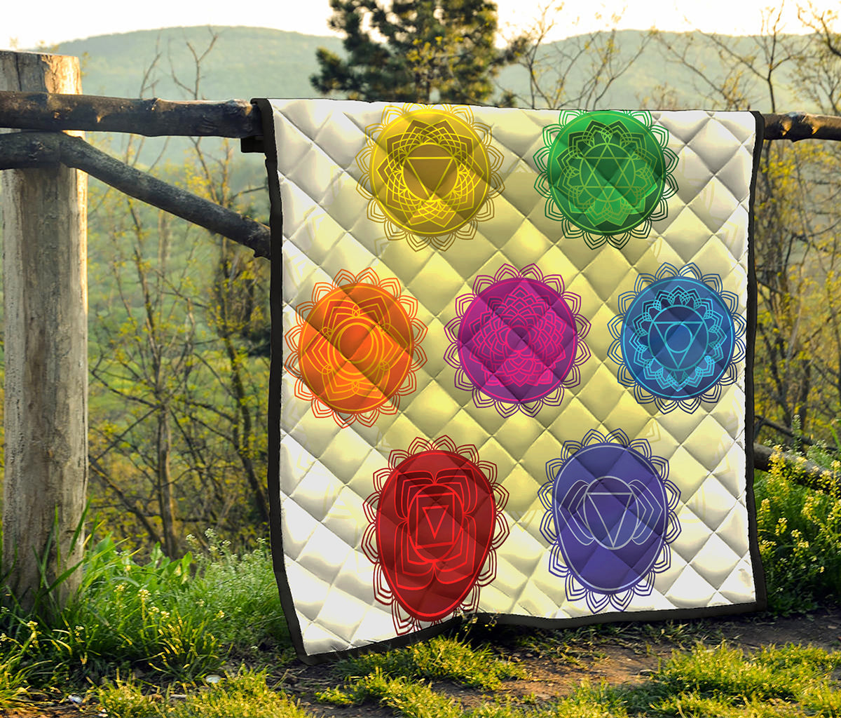 Colorful Seven Chakras Print Quilt