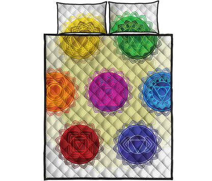 Colorful Seven Chakras Print Quilt Bed Set