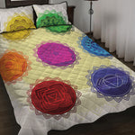 Colorful Seven Chakras Print Quilt Bed Set