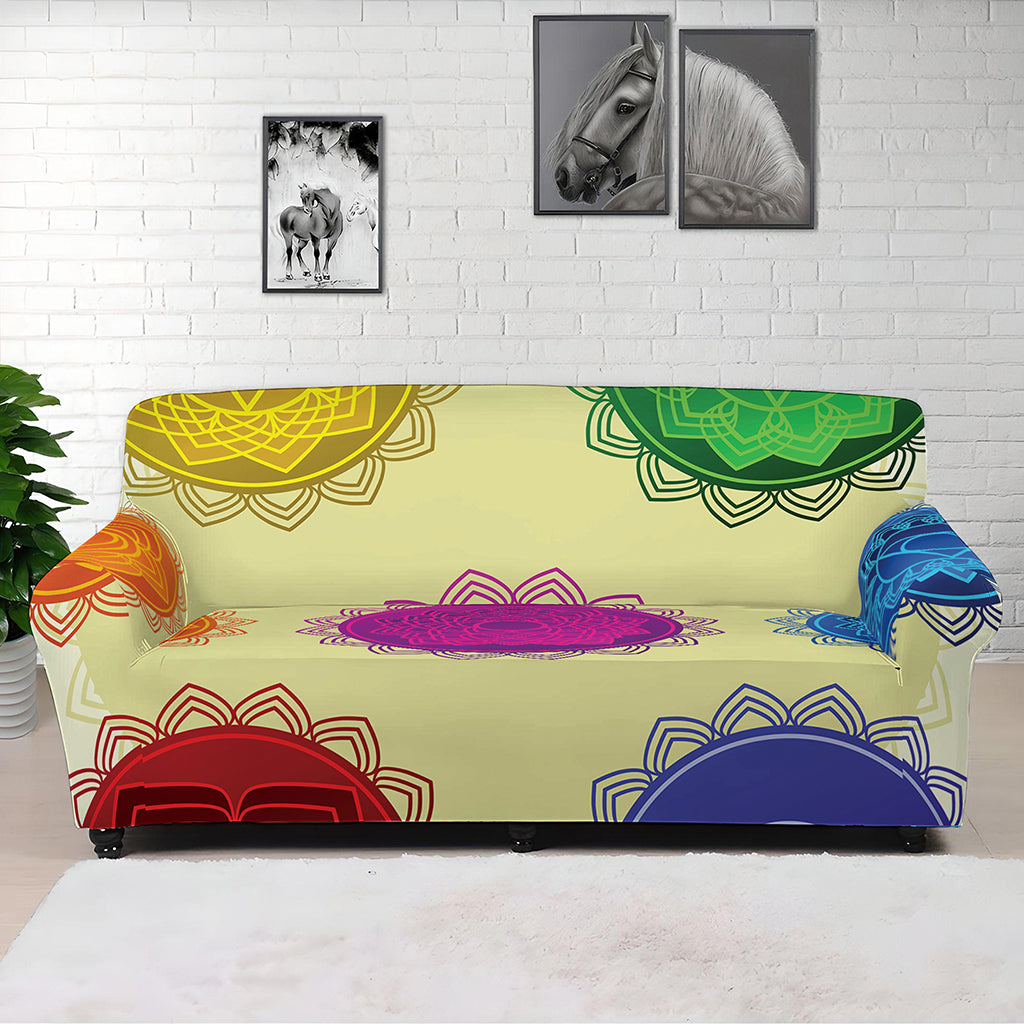 Colorful Seven Chakras Print Sofa Cover