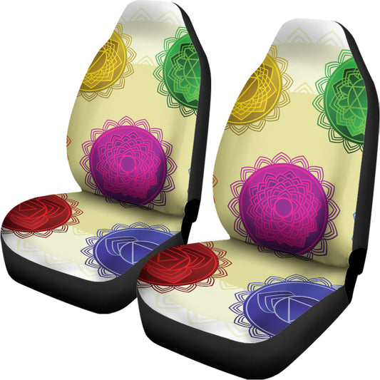 Colorful Seven Chakras Print Universal Fit Car Seat Covers