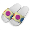 Colorful Seven Chakras Print White Slide Sandals