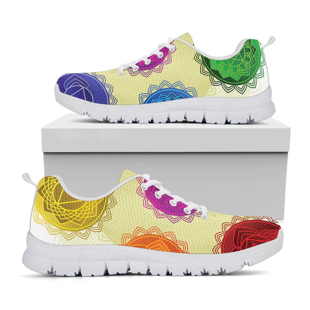 Colorful Seven Chakras Print White Sneakers